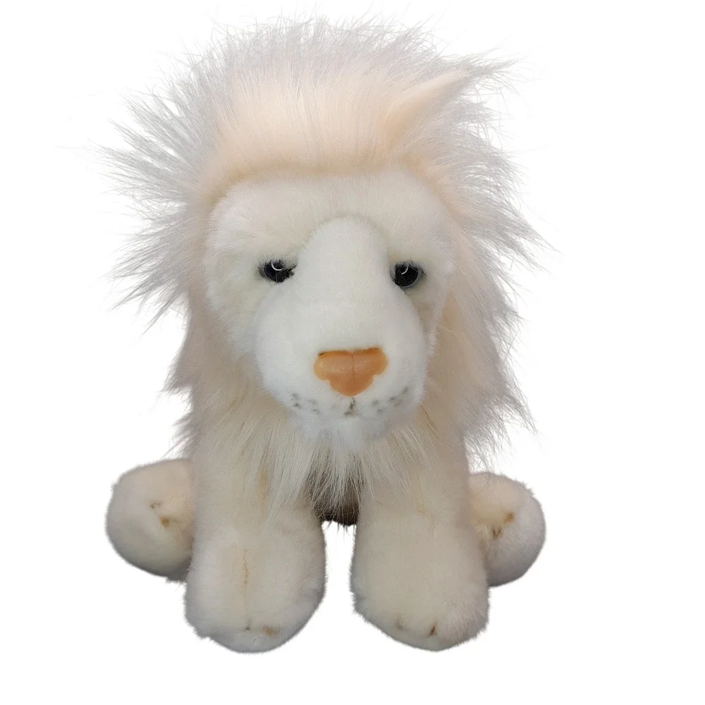 Wildlife Tree White Lion Plush Stuffed Animal Soft Fluffy Mane 10 Inch Sitting
